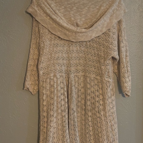 Cream Pointelle cardigan with hood Women’s XL Natural Reflections - Picture 2 of 4